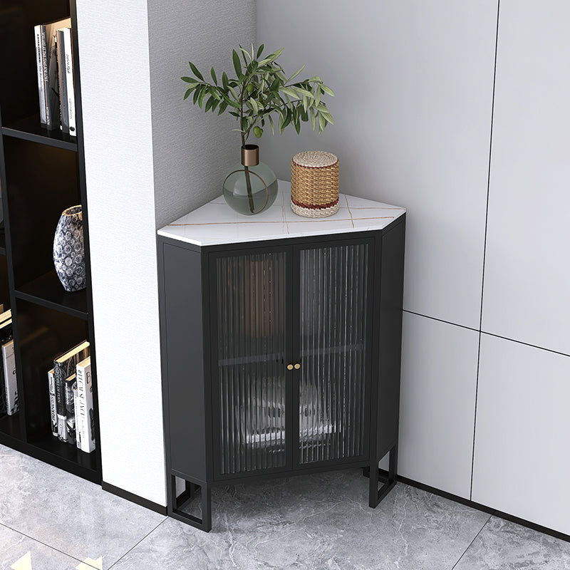 35.5 "H Modern Stone Buffet aparador 2 Puertas de vidrio Servidor de buffet de comedor