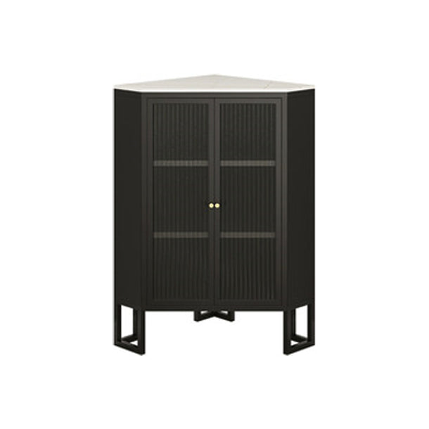 35.5 "H Modern Stone Buffet aparador 2 Puertas de vidrio Servidor de buffet de comedor