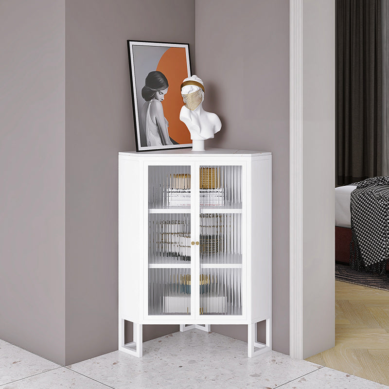 35.5 "H Modern Stone Buffet aparador 2 Puertas de vidrio Servidor de buffet de comedor