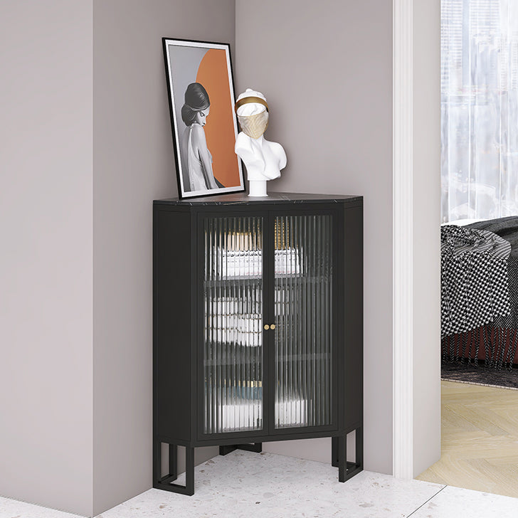 35.5 "H Modern Stone Buffet aparador 2 Puertas de vidrio Servidor de buffet de comedor