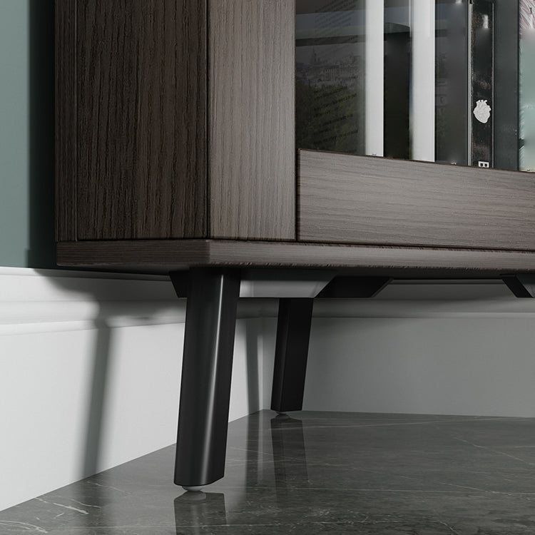 Modern Stone Buffet Sideboard 81"H Glass Doors Dining Room Buffet Server Clearhalo 'buffet_sideboard' 'Buffets & Sideboards' 'furn' 'furn_buffet_sideboard' 'Furniture' 'Kitchen & Dining Furniture' 5785220