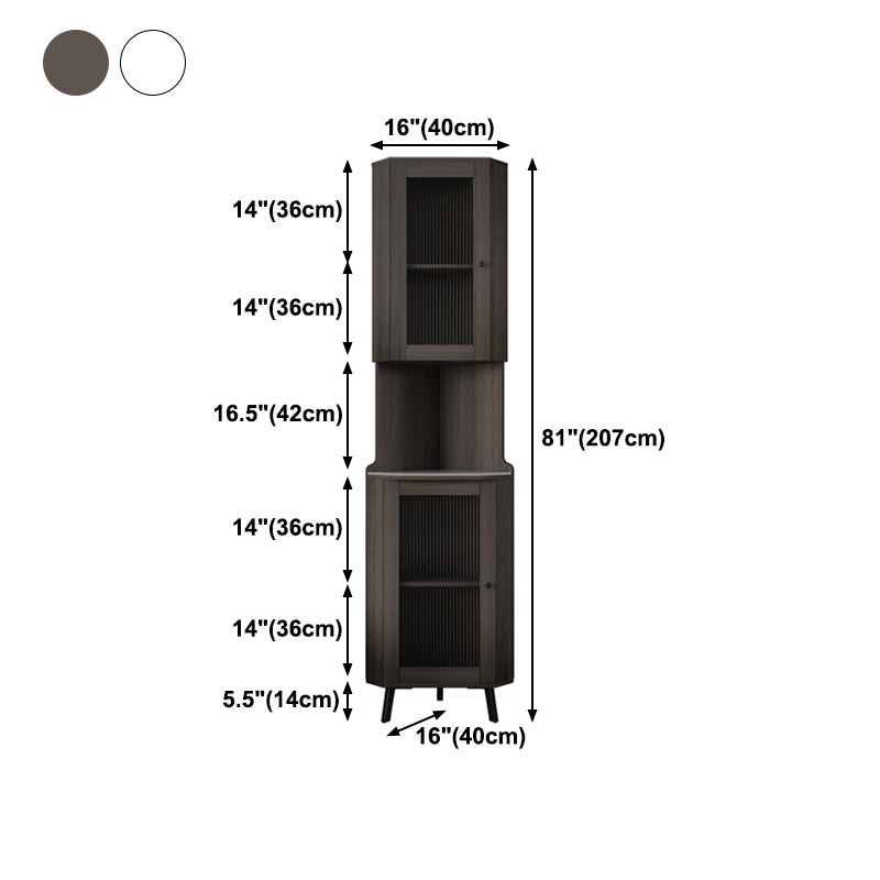 Modern Stone Buffet Sideboard 81"H Glass Doors Dining Room Buffet Server Clearhalo 'buffet_sideboard' 'Buffets & Sideboards' 'furn' 'furn_buffet_sideboard' 'Furniture' 'Kitchen & Dining Furniture' 5785225