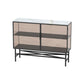 Modern Black Iron Sideboard Glass Door Dining Server with Stone Countertop for Living Room Clearhalo 'buffet_sideboard' 'Buffets & Sideboards' 'furn' 'furn_buffet_sideboard' 'Furniture' 'Kitchen & Dining Furniture' 5785247
