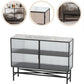 Modern Black Iron Sideboard Glass Door Dining Server with Stone Countertop for Living Room Clearhalo 'buffet_sideboard' 'Buffets & Sideboards' 'furn' 'furn_buffet_sideboard' 'Furniture' 'Kitchen & Dining Furniture' 5785248