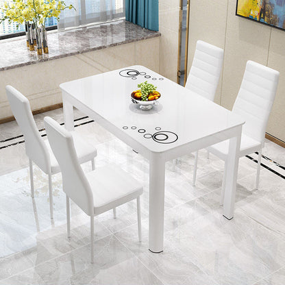 Modern Glass Table Rectangle White Base Dining Table for Kitchen