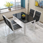 Modern Glass Table Rectangle White Base Dining Table for Kitchen