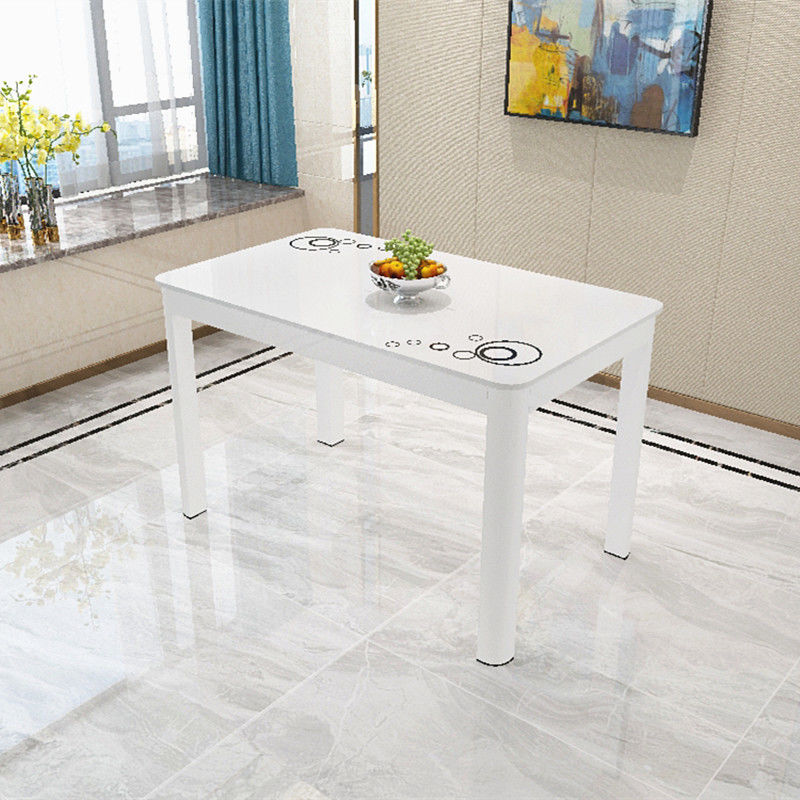Modern Glass Table Rectangle White Base Dining Table for Kitchen