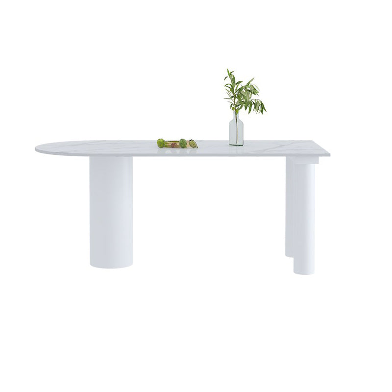 Contemporary Dining Table Stone 3-foot Furniture for Dining Room White 55.1"L x 31.5"W x 29.5"H Without Chairs Clearhalo 'Dining Tables & Seating' 'Dining Tables' 'dining_table' 'furn' 'furn_dining_table' 'Furniture' 'Kitchen & Dining Furniture' 5785406