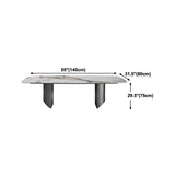 Metal Contemporary Rectangular Table Sintered Stone Top Table for Dining Room and Kitchen