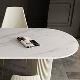 Traditional Luxury Dining Table Sintered Stone Table for Kitchen Clearhalo 'Dining Tables & Seating' 'Dining Tables' 'dining_table' 'furn' 'furn_dining_table' 'Furniture' 'Kitchen & Dining Furniture' 5785434