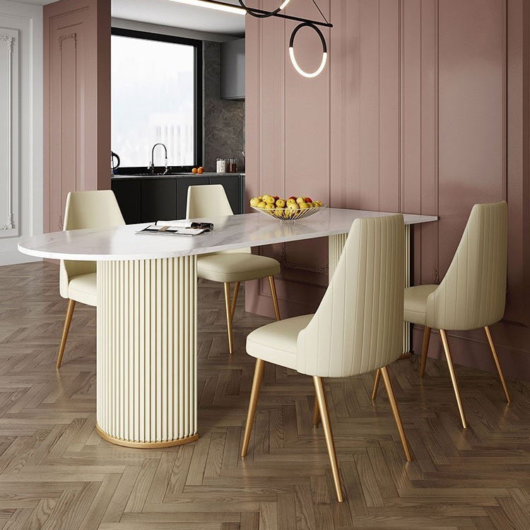 Traditional Luxury Dining Table Sintered Stone Table for Kitchen Clearhalo 'Dining Tables & Seating' 'Dining Tables' 'dining_table' 'furn' 'furn_dining_table' 'Furniture' 'Kitchen & Dining Furniture' 5785441