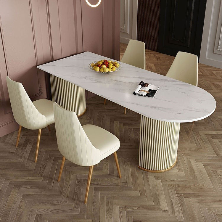 Traditional Luxury Dining Table Sintered Stone Table for Kitchen Clearhalo 'Dining Tables & Seating' 'Dining Tables' 'dining_table' 'furn' 'furn_dining_table' 'Furniture' 'Kitchen & Dining Furniture' 5785442