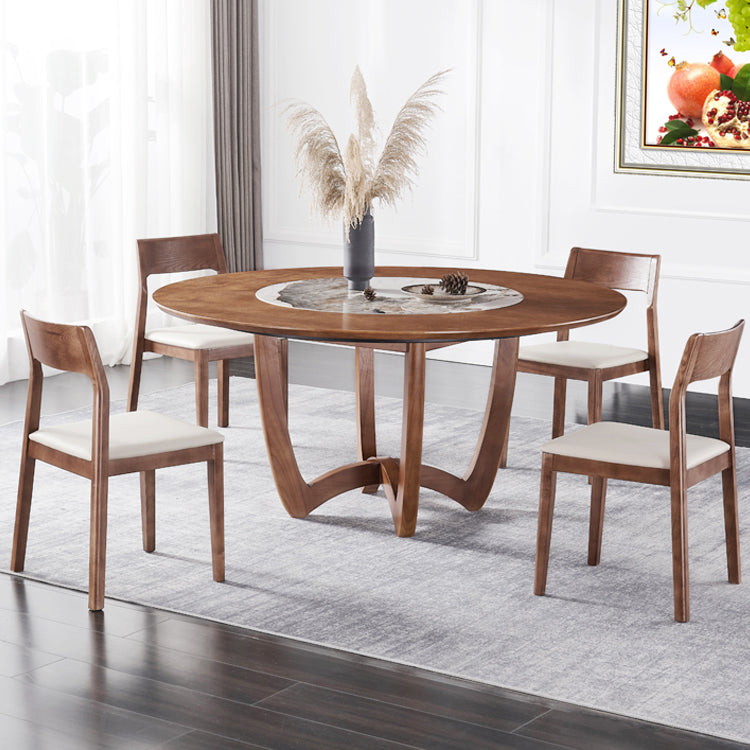 Contemporary Turntable Round Dining Table Ash Wood Sled Base Dining Table 70.9"L x 70.9"W x 29.5"H Without Chairs Clearhalo 'Dining Tables & Seating' 'Dining Tables' 'dining_table' 'furn' 'furn_dining_table' 'Furniture' 'Kitchen & Dining Furniture' 5785446