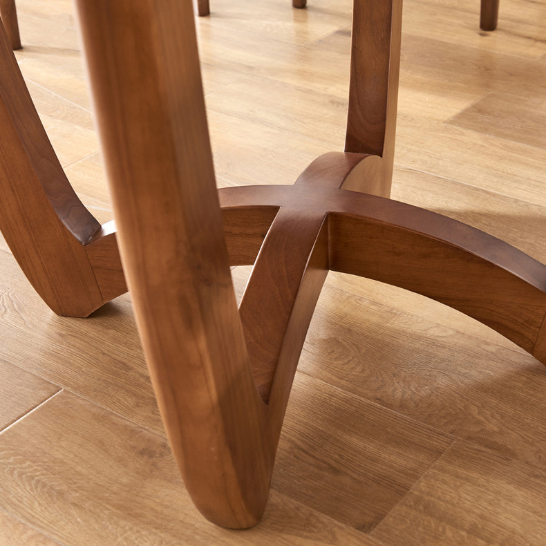 Contemporary Turntable Round Dining Table Ash Wood Sled Base Dining Table Clearhalo 'Dining Tables & Seating' 'Dining Tables' 'dining_table' 'furn' 'furn_dining_table' 'Furniture' 'Kitchen & Dining Furniture' 5785453