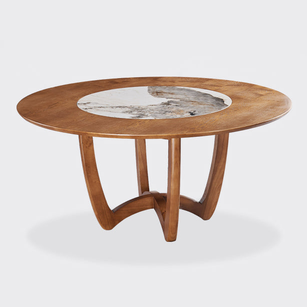 Contemporary Turntable Round Dining Table Ash Wood Sled Base Dining Table Clearhalo 'Dining Tables & Seating' 'Dining Tables' 'dining_table' 'furn' 'furn_dining_table' 'Furniture' 'Kitchen & Dining Furniture' 5785455