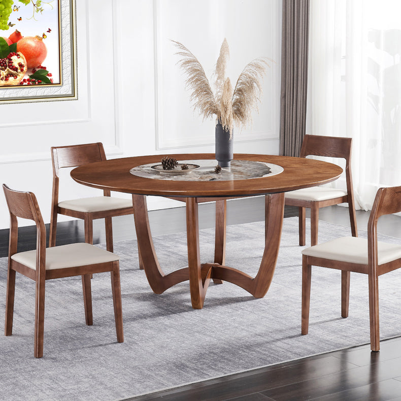 Contemporary Turntable Round Dining Table Ash Wood Sled Base Dining Table Clearhalo 'Dining Tables & Seating' 'Dining Tables' 'dining_table' 'furn' 'furn_dining_table' 'Furniture' 'Kitchen & Dining Furniture' 5785456
