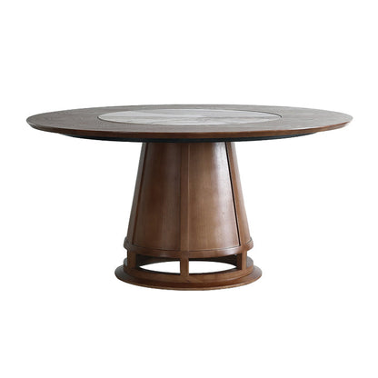 Mesa de comedor convertible moderna Mesa de pedestal de madera de ceniza marrón