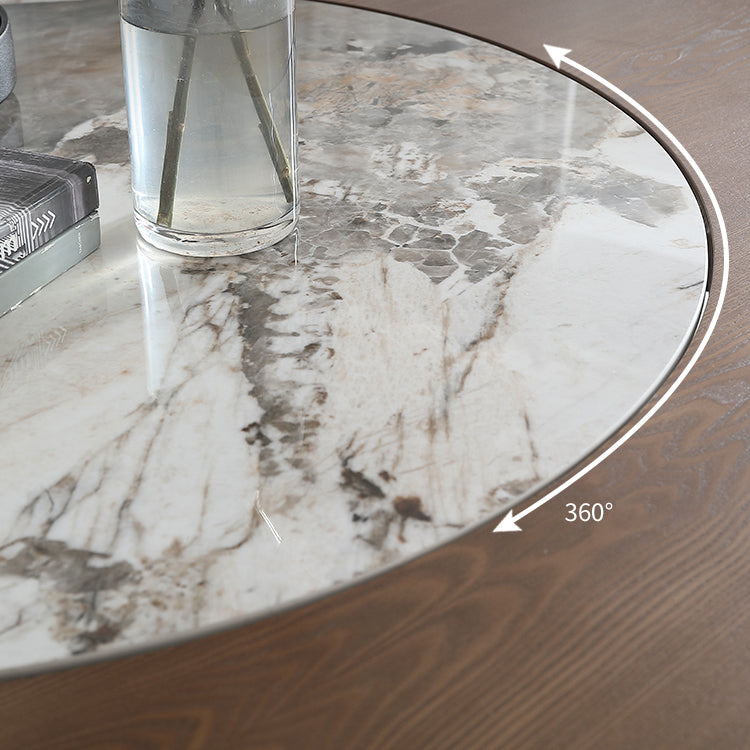 Mesa de comedor convertible moderna Mesa de pedestal de madera de ceniza marrón