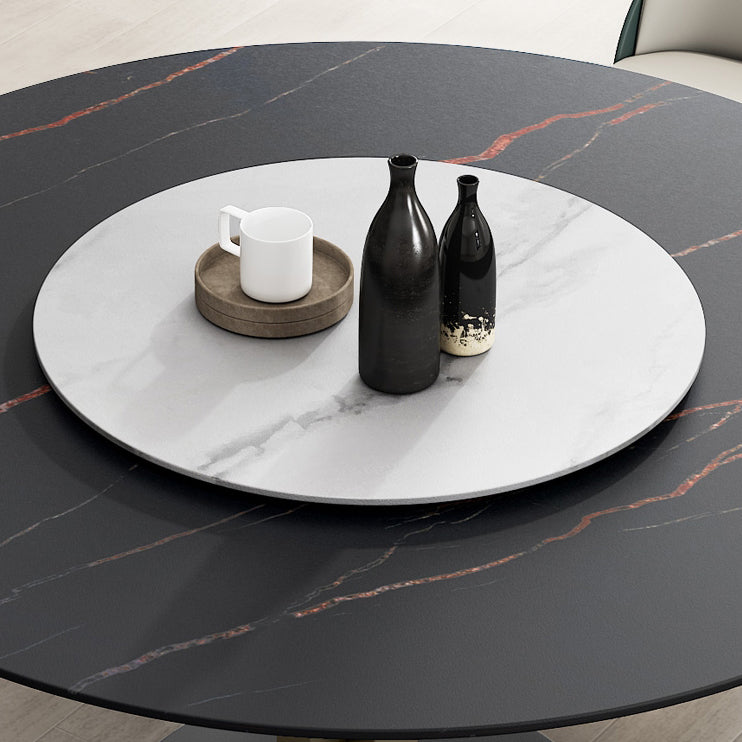Contemporary Round Dining Table Sintered Stone Top Pedestal Table