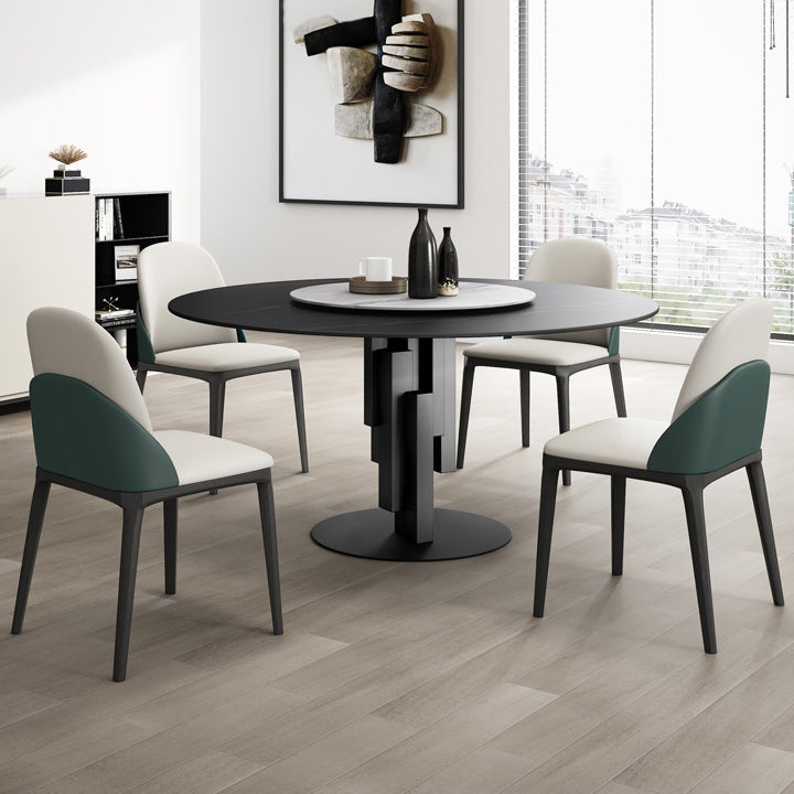 Contemporary Round Dining Table Sintered Stone Top Pedestal Table