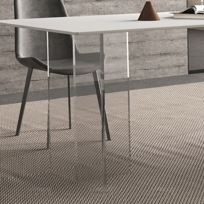 Modern White Stone Top Table Rectangle Dining Table for Kitchen Use