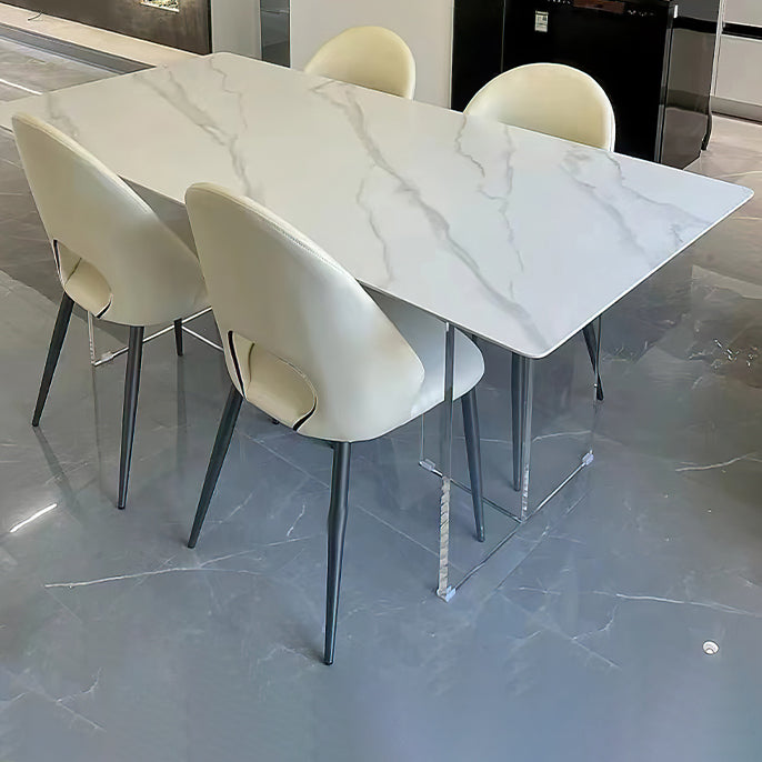 Modern White Stone Top Table Rectangle Dining Table for Kitchen Use