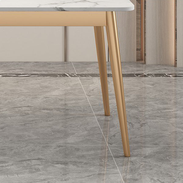 Traditional Luxury Dining Table White Top Rectangle 4 Legs Table for Home Clearhalo 'Dining Tables & Seating' 'Dining Tables' 'dining_table' 'furn' 'furn_dining_table' 'Furniture' 'Kitchen & Dining Furniture' 5785583