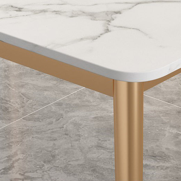 Traditional Luxury Dining Table White Top Rectangle 4 Legs Table for Home Clearhalo 'Dining Tables & Seating' 'Dining Tables' 'dining_table' 'furn' 'furn_dining_table' 'Furniture' 'Kitchen & Dining Furniture' 5785585