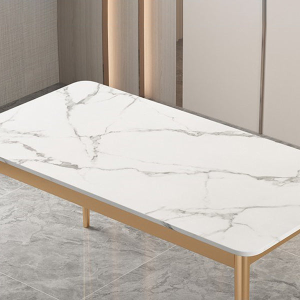 Traditional Luxury Dining Table White Top Rectangle 4 Legs Table for Home Clearhalo 'Dining Tables & Seating' 'Dining Tables' 'dining_table' 'furn' 'furn_dining_table' 'Furniture' 'Kitchen & Dining Furniture' 5785586