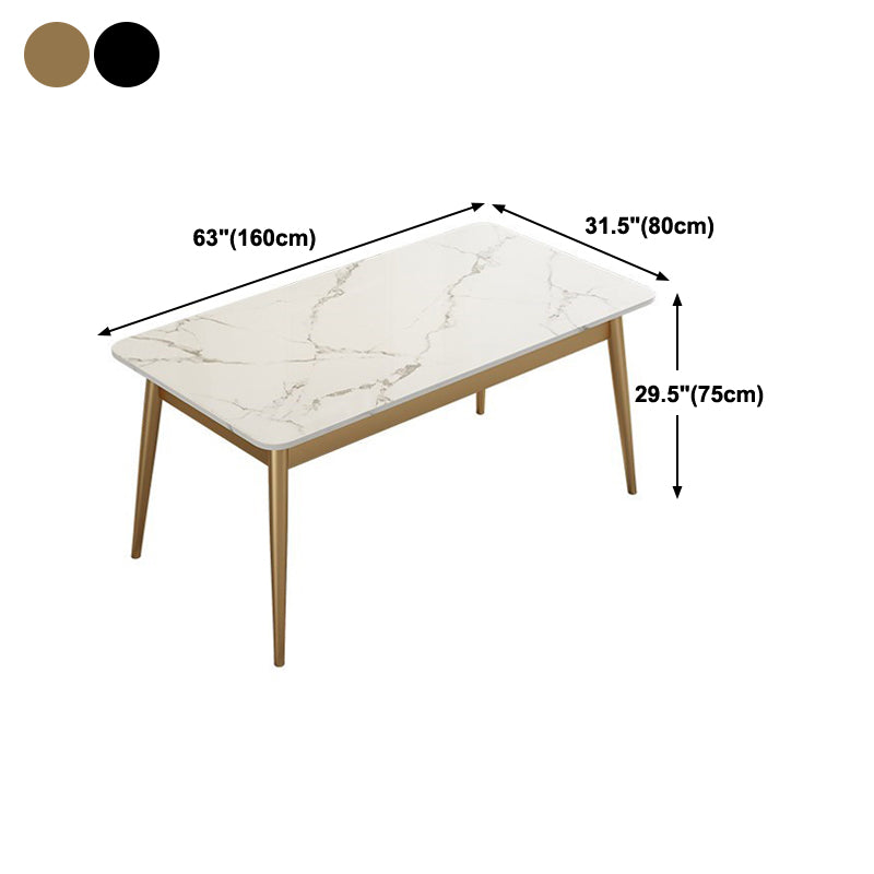 Traditional Luxury Dining Table White Top Rectangle 4 Legs Table for Home Clearhalo 'Dining Tables & Seating' 'Dining Tables' 'dining_table' 'furn' 'furn_dining_table' 'Furniture' 'Kitchen & Dining Furniture' 5785595