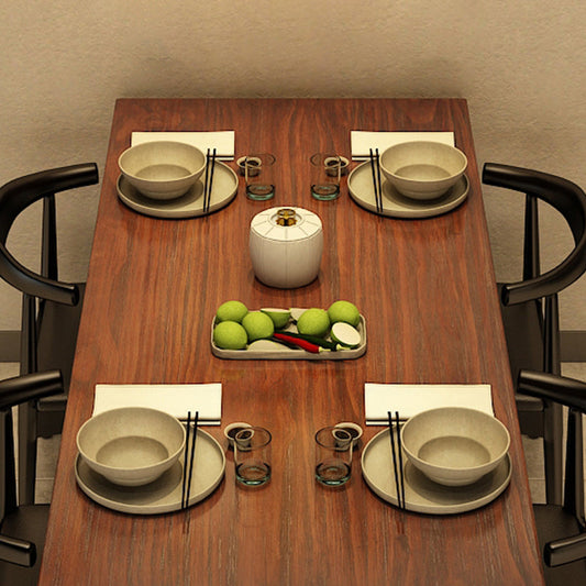 Rectangle Industrial Brown Dining Table Solid Wood and Metal Trestle Base Dining Table Clearhalo 'Dining Tables & Seating' 'Dining Tables' 'dining_table' 'furn' 'furn_dining_table' 'Furniture' 'Kitchen & Dining Furniture' 5785601