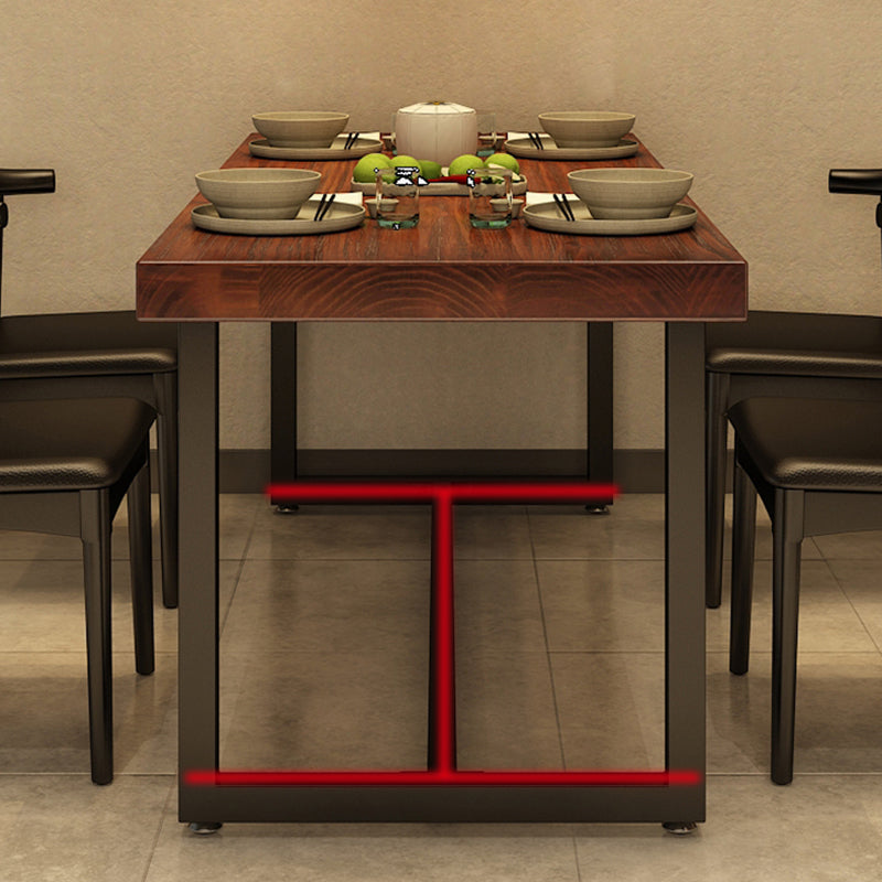 Rectangle Industrial Brown Dining Table Solid Wood and Metal Trestle Base Dining Table Clearhalo 'Dining Tables & Seating' 'Dining Tables' 'dining_table' 'furn' 'furn_dining_table' 'Furniture' 'Kitchen & Dining Furniture' 5785603