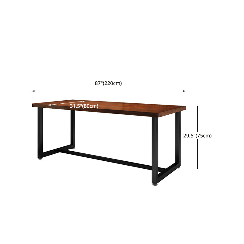 Rectangle Industrial Brown Dining Table Solid Wood and Metal Trestle Base Dining Table Clearhalo 'Dining Tables & Seating' 'Dining Tables' 'dining_table' 'furn' 'furn_dining_table' 'Furniture' 'Kitchen & Dining Furniture' 5785612