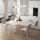 Modern White Stone Table Rectangle Dining Room Table for Kitchen