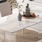 Modern White Stone Table Rectangle Dining Room Table for Kitchen