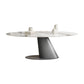 Simplicity Oval Dining Table Sintered Stone Top Grey Pedestal Dining Table