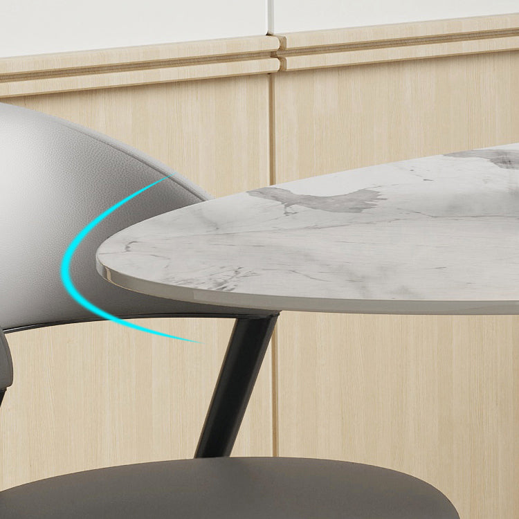 Simplicity Oval Dining Table Sintered Stone Top Grey Pedestal Dining Table