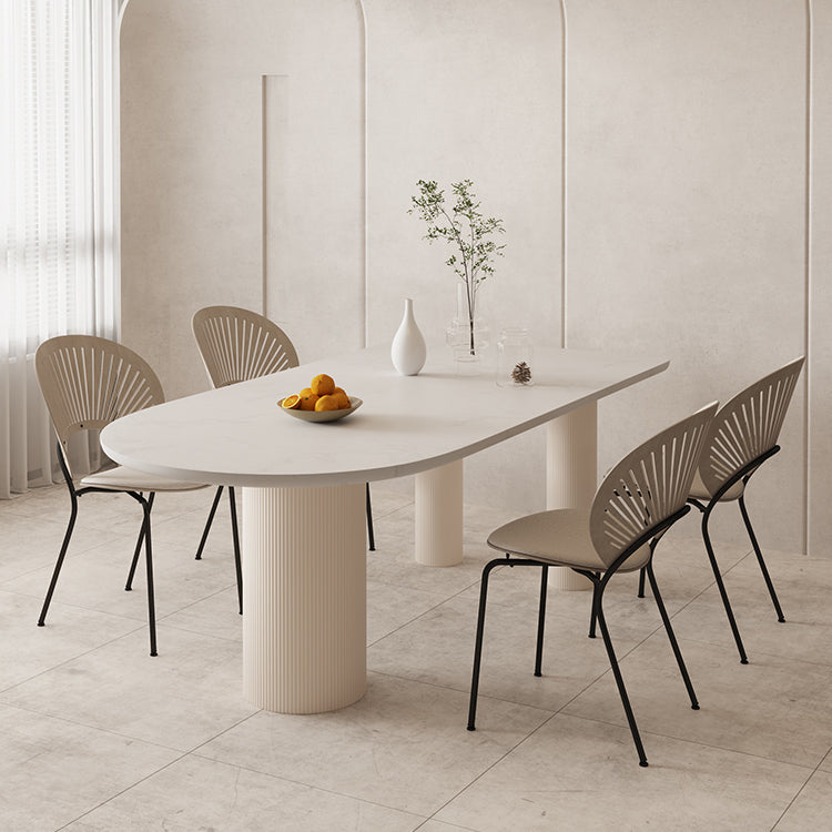 Free Form Table Modern Stone Top Dining Table with 3 Legs for Home 55.1"L x 31.5"W x 29.5"H Without Chairs Clearhalo 'Dining Tables & Seating' 'Dining Tables' 'dining_table' 'furn' 'furn_dining_table' 'Furniture' 'Kitchen & Dining Furniture' 5785659