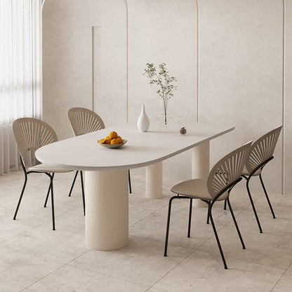 Free Form Table Modern Stone Top Dining Table with 3 Legs for Home 55.1"L x 31.5"W x 29.5"H Without Chairs Clearhalo 'Dining Tables & Seating' 'Dining Tables' 'dining_table' 'furn' 'furn_dining_table' 'Furniture' 'Kitchen & Dining Furniture' 5785659