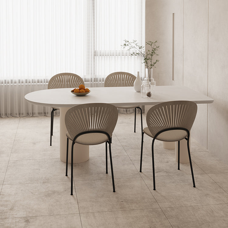 Free Form Table Modern Stone Top Dining Table with 3 Legs for Home 70.9"L x 35.4"W x 29.5"H Without Chairs Clearhalo 'Dining Tables & Seating' 'Dining Tables' 'dining_table' 'furn' 'furn_dining_table' 'Furniture' 'Kitchen & Dining Furniture' 5785660