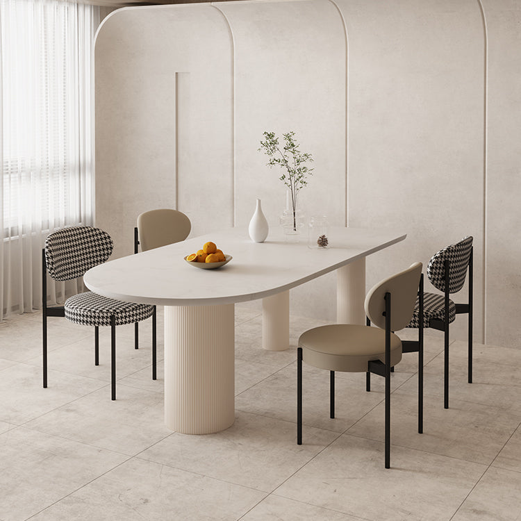 Free Form Table Modern Stone Top Dining Table with 3 Legs for Home 63"L x 33.5"W x 29.5"H Without Chairs Clearhalo 'Dining Tables & Seating' 'Dining Tables' 'dining_table' 'furn' 'furn_dining_table' 'Furniture' 'Kitchen & Dining Furniture' 5785661