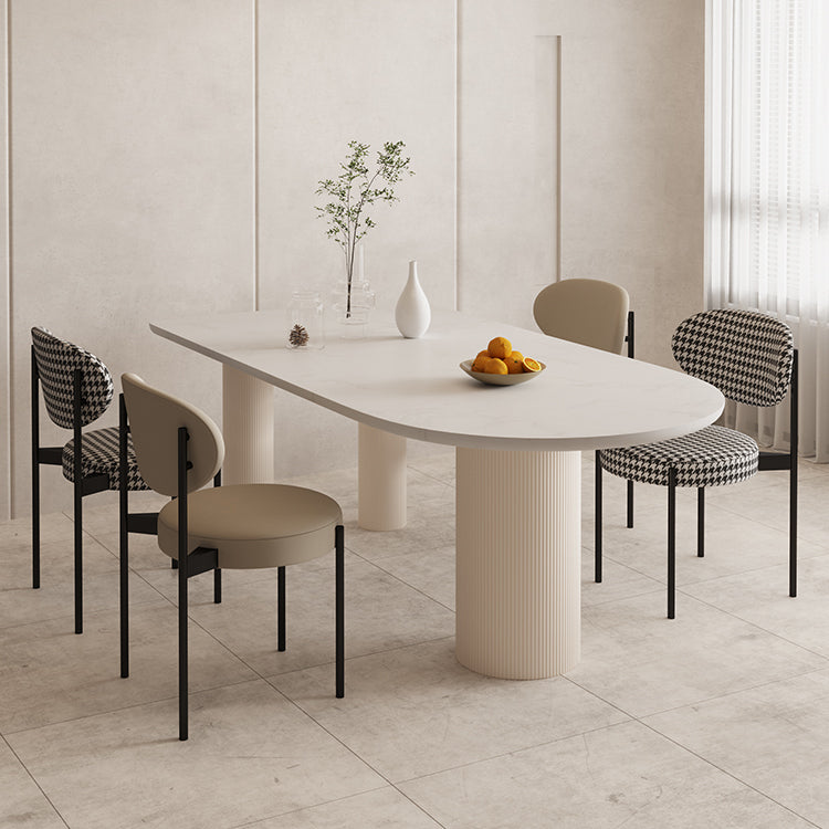 Free Form Table Modern Stone Top Dining Table with 3 Legs for Home 78.7"L x 35.4"W x 29.5"H Without Chairs Clearhalo 'Dining Tables & Seating' 'Dining Tables' 'dining_table' 'furn' 'furn_dining_table' 'Furniture' 'Kitchen & Dining Furniture' 5785662