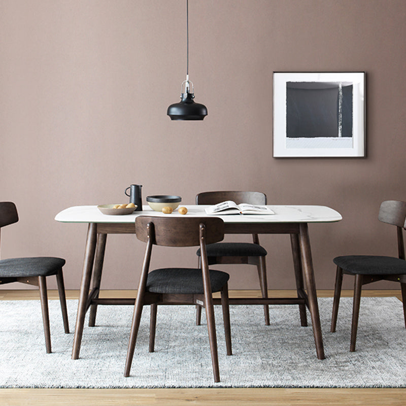 Tavolo da pranzo rettangolo bianco top-secolo moderno tavolo da base di cavalletto in stile moderno