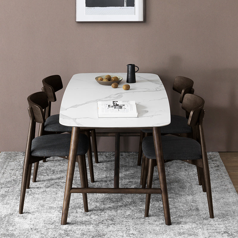 Tavolo da pranzo rettangolo bianco top-secolo moderno tavolo da base di cavalletto in stile moderno