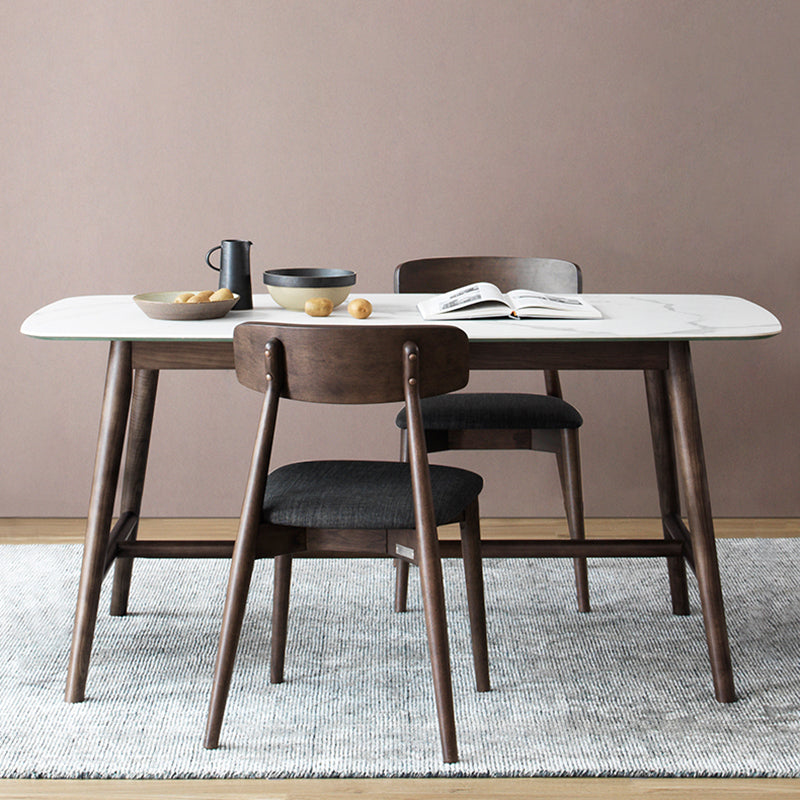 Tavolo da pranzo rettangolo bianco top-secolo moderno tavolo da base di cavalletto in stile moderno