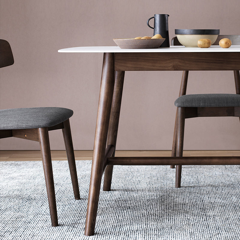 Tavolo da pranzo rettangolo bianco top-secolo moderno tavolo da base di cavalletto in stile moderno