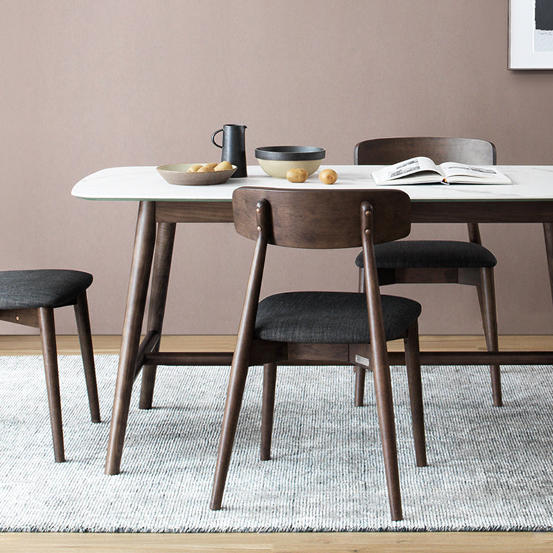 Tavolo da pranzo rettangolo bianco top-secolo moderno tavolo da base di cavalletto in stile moderno