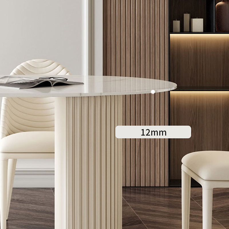 Contemporary Oval Dining Table Sintered Stone Top Double Pedestal Table Clearhalo 'Dining Tables & Seating' 'Dining Tables' 'dining_table' 'furn' 'furn_dining_table' 'Furniture' 'Kitchen & Dining Furniture' 5785701