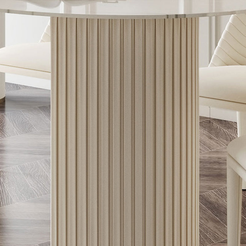 Contemporary Oval Dining Table Sintered Stone Top Double Pedestal Table Clearhalo 'Dining Tables & Seating' 'Dining Tables' 'dining_table' 'furn' 'furn_dining_table' 'Furniture' 'Kitchen & Dining Furniture' 5785703