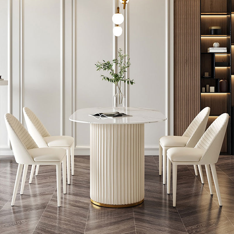 Contemporary Oval Dining Table Sintered Stone Top Double Pedestal Table Clearhalo 'Dining Tables & Seating' 'Dining Tables' 'dining_table' 'furn' 'furn_dining_table' 'Furniture' 'Kitchen & Dining Furniture' 5785705